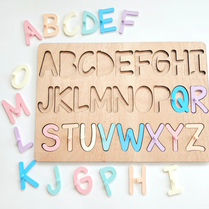 Lulo - Wooden Uppercase Alphabet Puzzle | Pastel