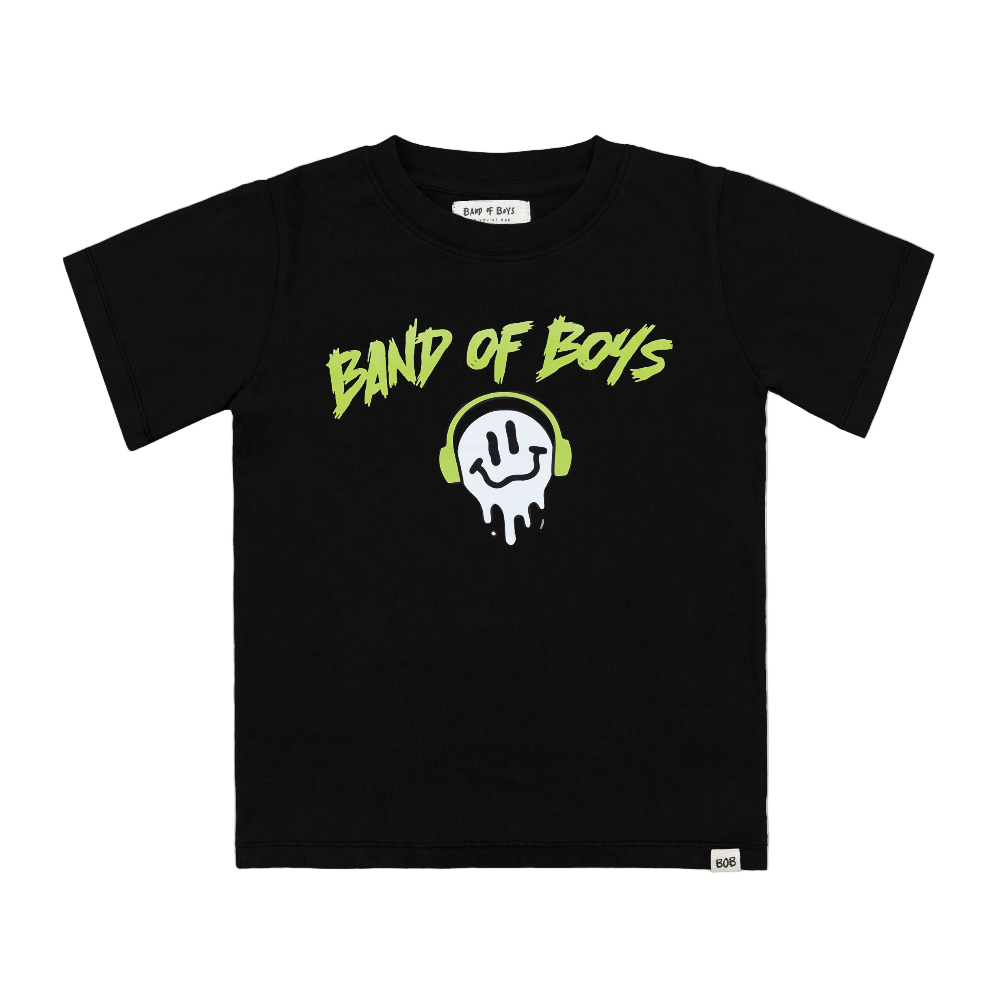 Black t-shirt with 'Band of Boys' logo on a white background