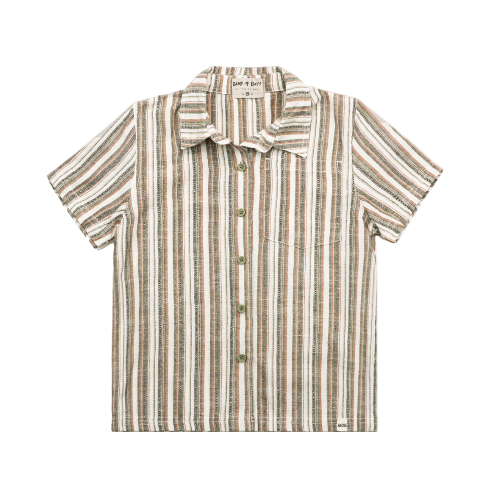 Striped short-sleeve shirt on a white background