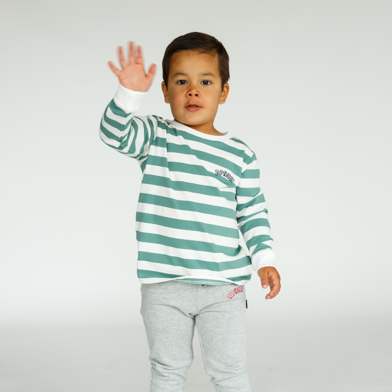 Pop Factory - Long Sleeve Tee | Sage Stripe