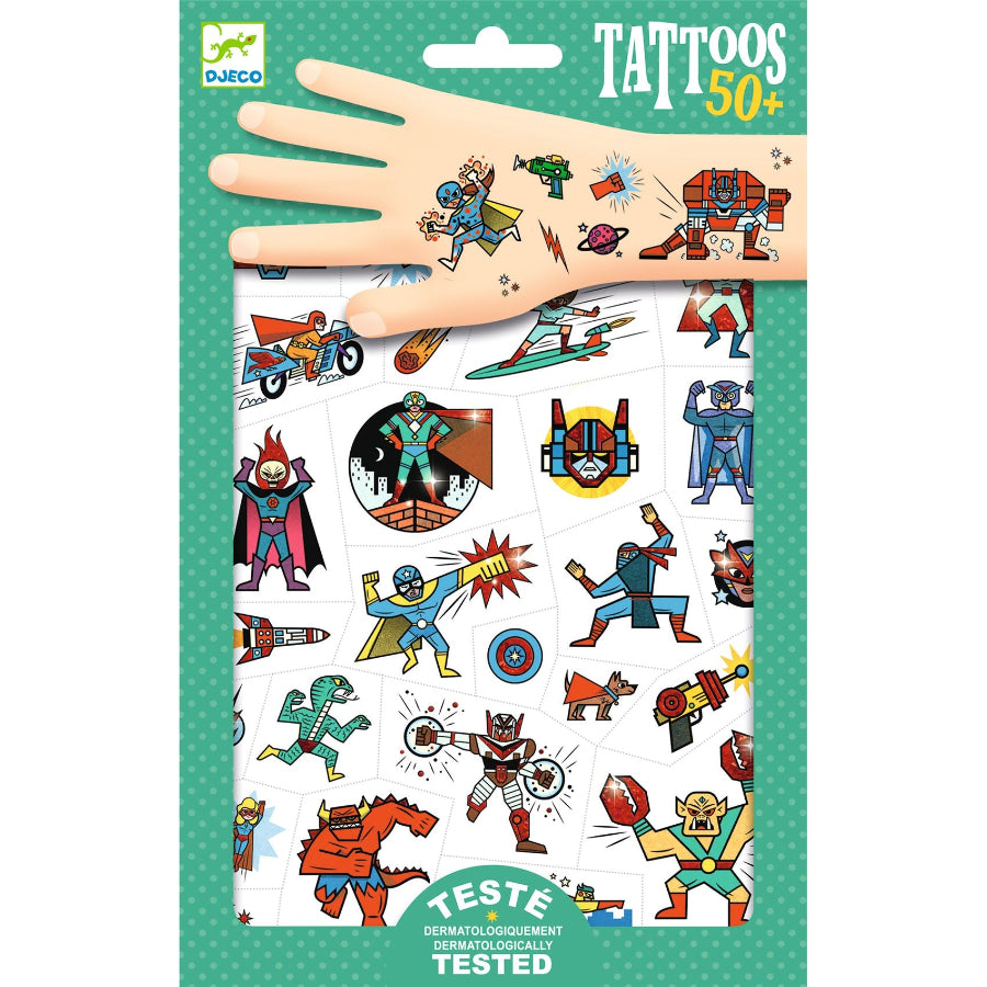 Djeco - Temporary Tattoos | Heros & Villans