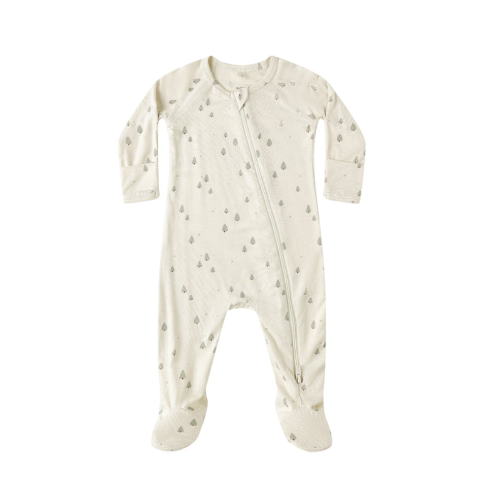 Baby onesie with small patterns on a white background
