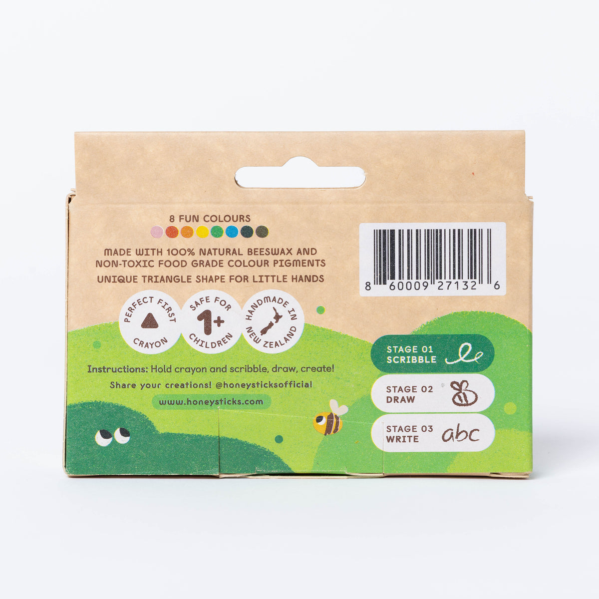 Honeysticks Natural Beeswax Crayons | Triangles