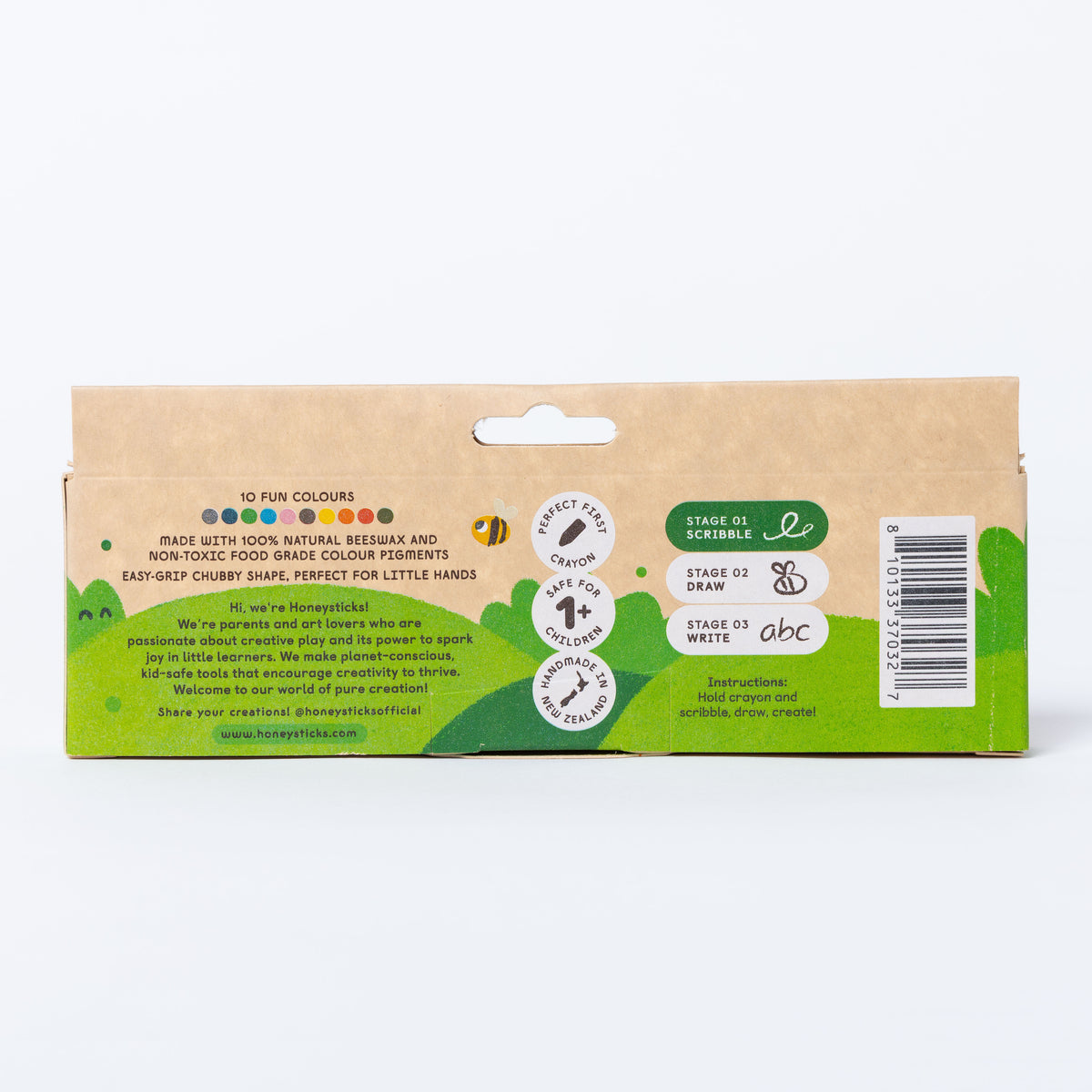 Honeysticks - Natural Beeswax Crayons | Originals 10pk