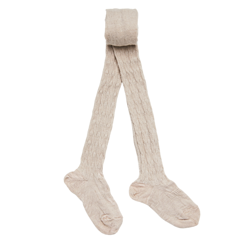 Lamington - Merino Wool Cable Knit Tights | Oatmeal