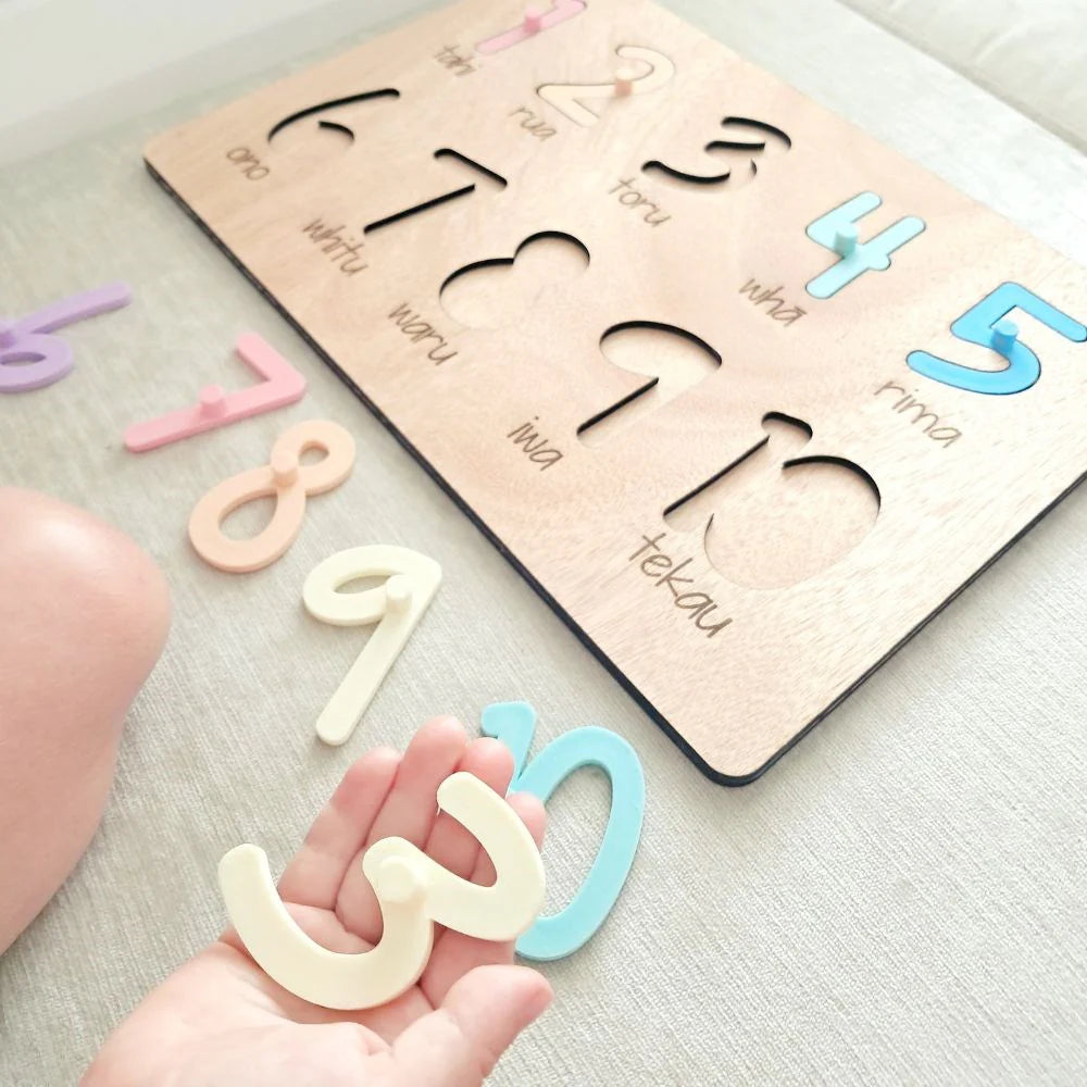 Lulo - Wooden 1-10 in Māori Puzzle | Pastel