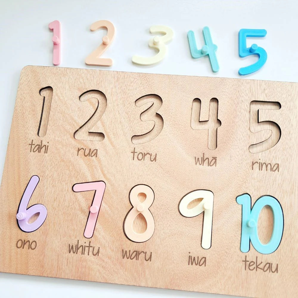 Lulo - Wooden 1-10 in Māori Puzzle | Pastel