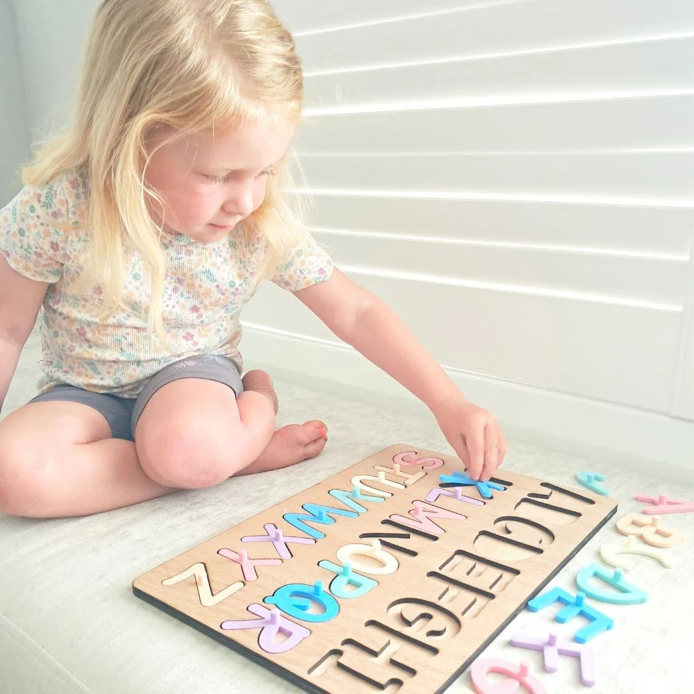 Lulo - Wooden Uppercase Alphabet Puzzle | Pastel