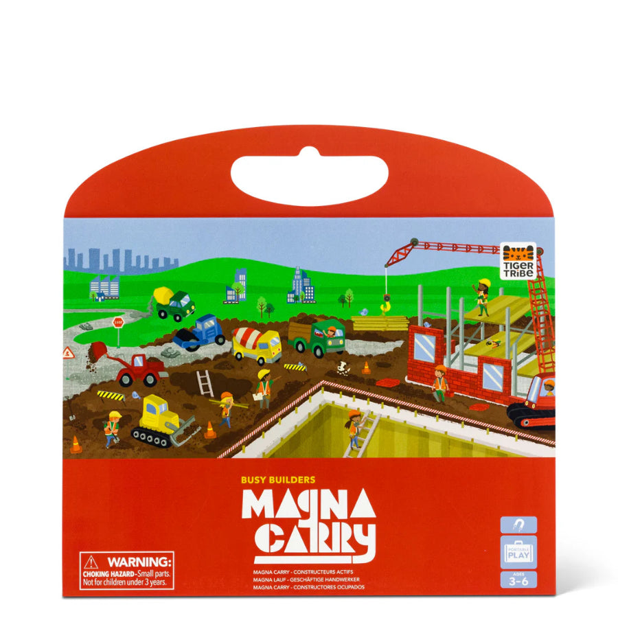 Magna Carly toy set packaging with construction scene illustration on a white background