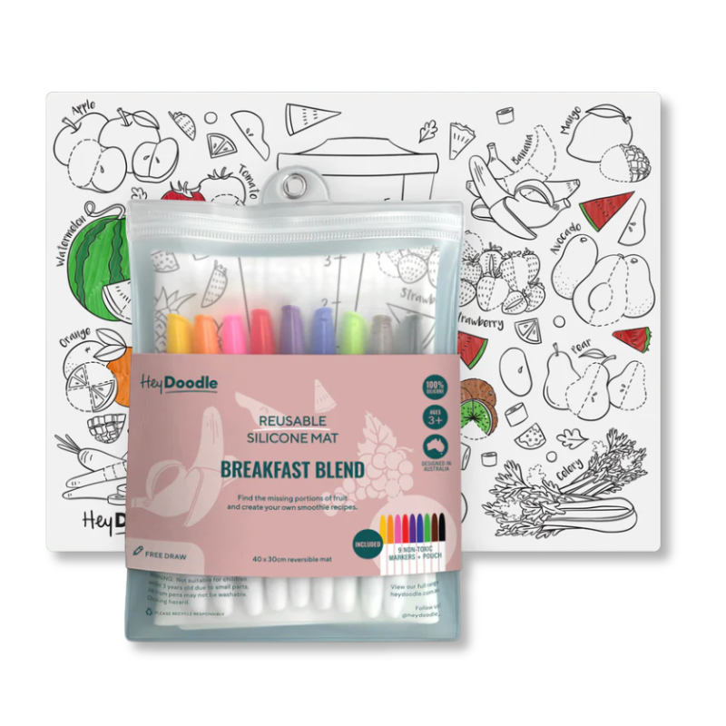Hey Doodle - Large Reusable Colouring Mat | Breakfast Blend