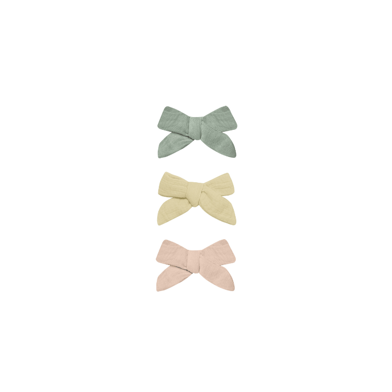 Quincy Mae - Bow Clips Set of 3 | Sage, Yellow, Melon