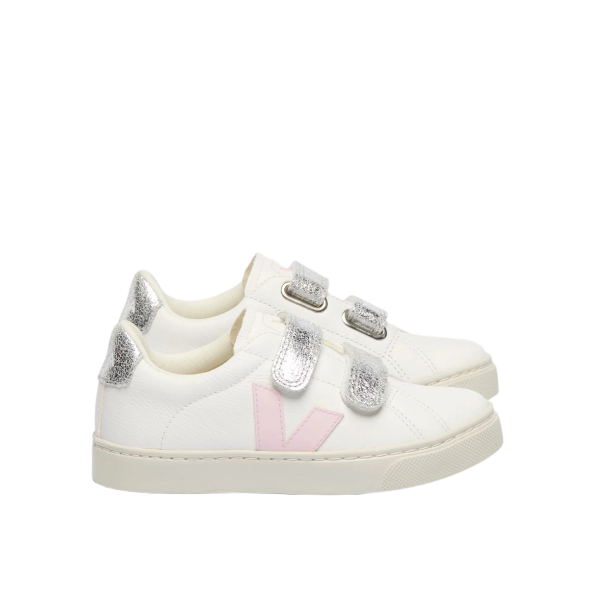 Veja - Esplar Chromefree Leather Shoes | White Petale Silver