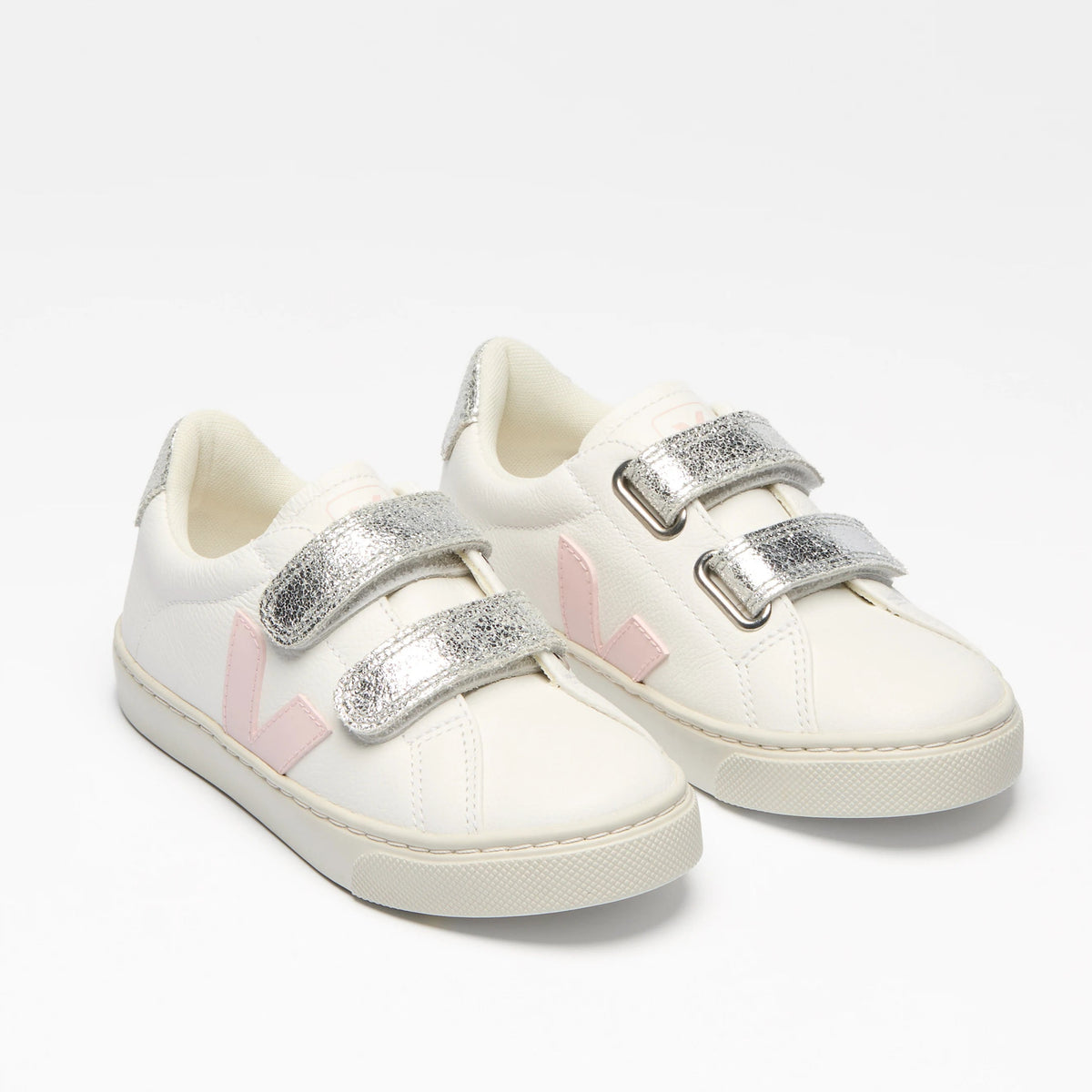 Veja - Esplar Chromefree Leather Shoes | White Petale Silver