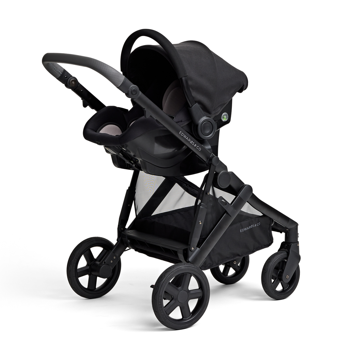 Edwards & Co Avery Capsule on the Olive Stroller