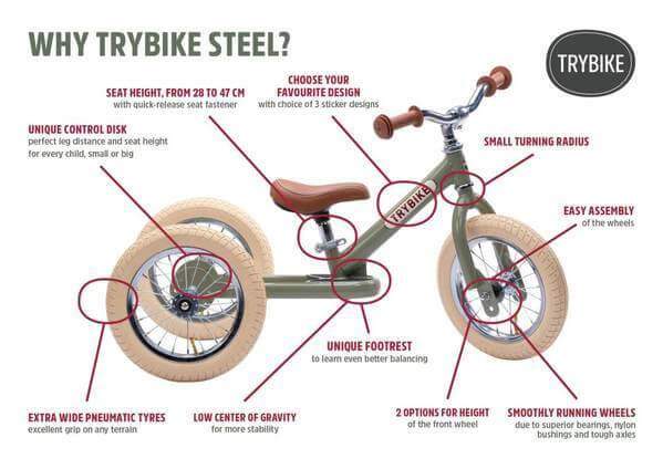 Trybike - Vintage 2 in 1 Trike | Balance Bike - Green