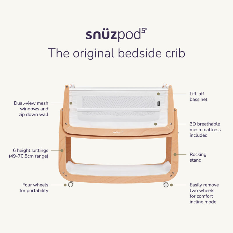 Snuzpod 5 - Bedside Co-Sleeper | Natural