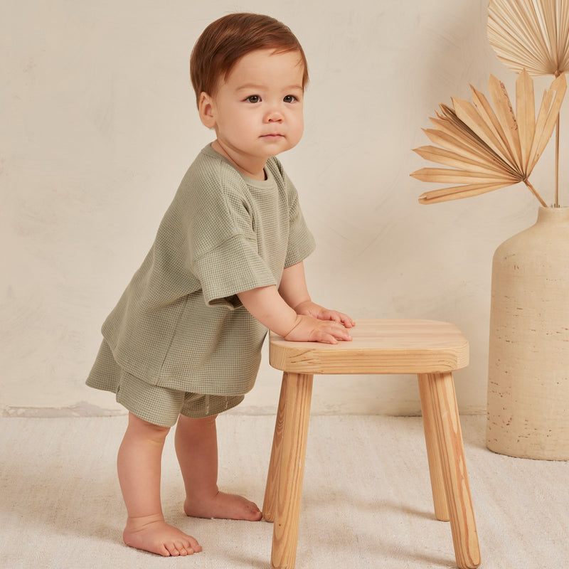 Quincy Mae - Waffle Tee + Shorts Set | Sage