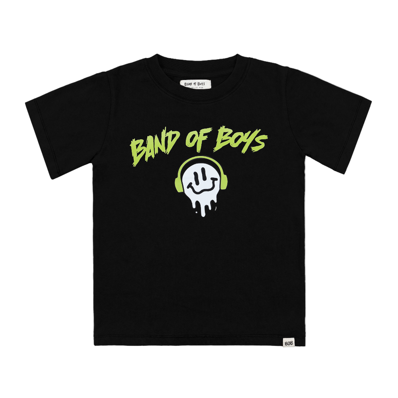 Black t-shirt with 'Band of Boys' logo on a white background