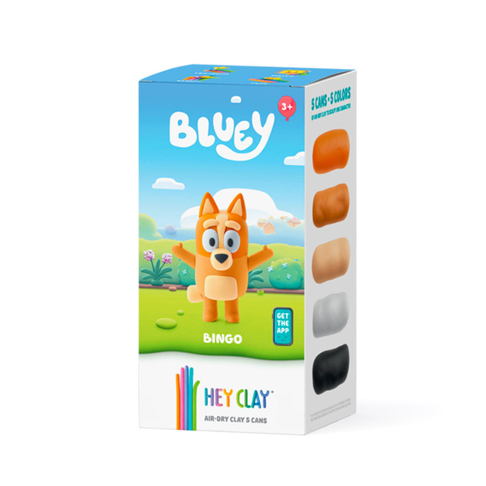 Box of Hey Clay air-dry clay with Bluey character on a white background