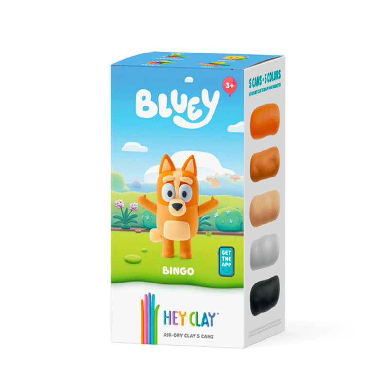Box of Hey Clay air-dry clay with Bluey character on a white background