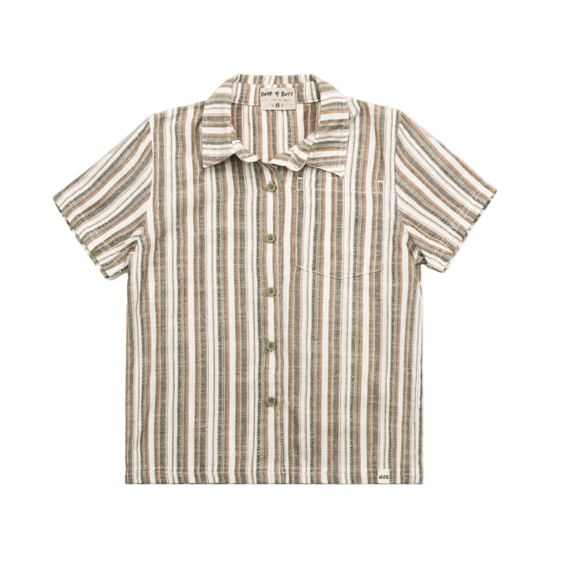Striped short-sleeve shirt on a white background