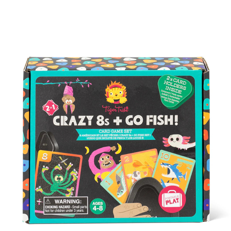 Card game set packaging with colorful design and card illustrations on a white background