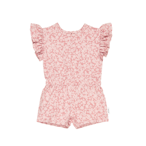 Huxbaby - Smile Floral Frill Playsuit | Dusty Rose