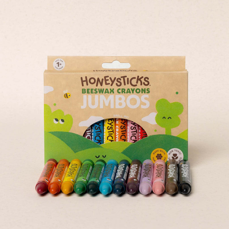Honeysticks - Natural Beeswax Craypns | Jumbos 12Pk