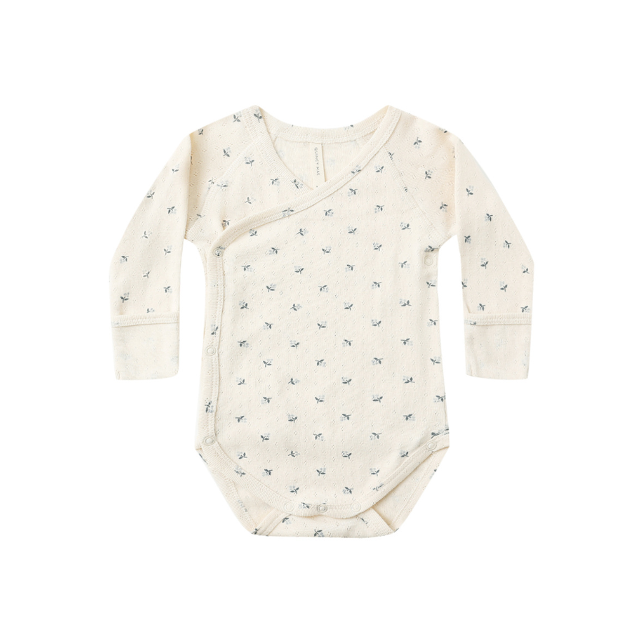 Quincy Mae - Side Snap Bodysuit | Blue Ditsy Natural