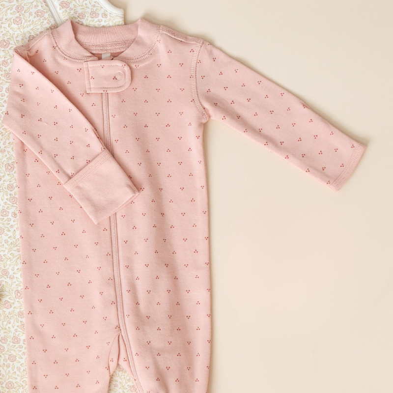 Quincy Mae - Longsleeve Zip Footed Bodysuit | Dotty Melon