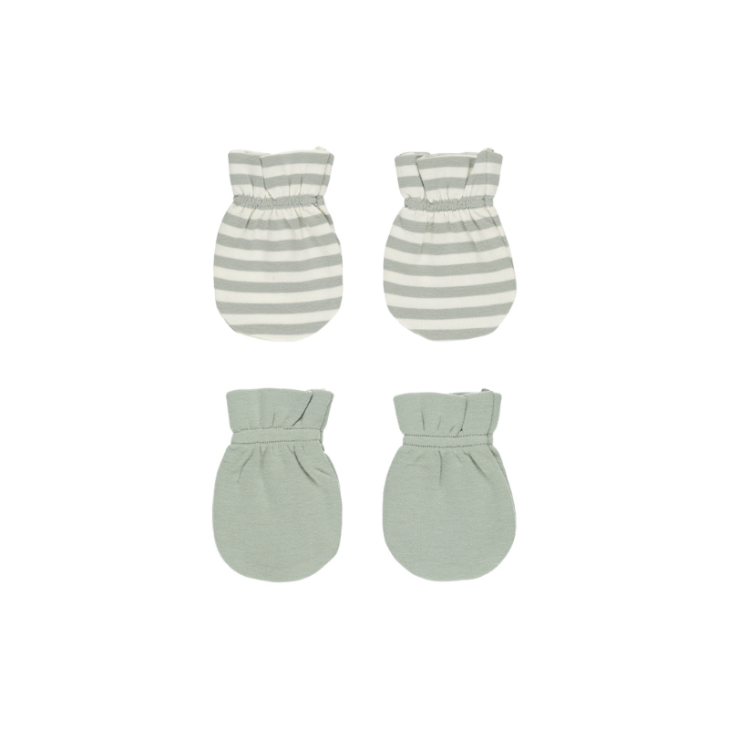 Quincy Mae - Set of 2 Baby Mittens | Sage +Stripe