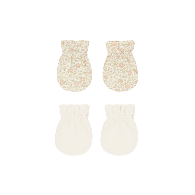 Quincy Mae - Set of 2 Baby Mittens | Primrose + Ivory