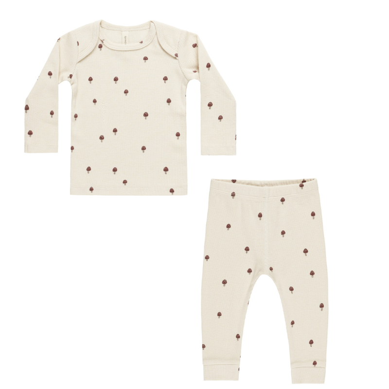 Quincy Mae - Ribbed Top + Legging Set | Mushroom