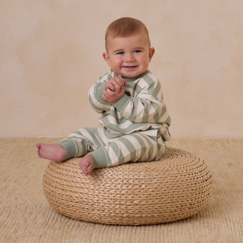 Quincy Mae - Relaxed Sweatshirt | Sage Stripe