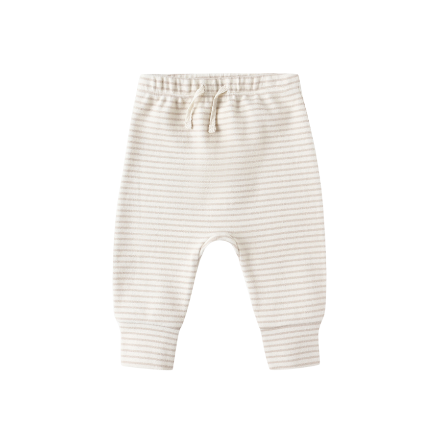 Quincy Mae - Drawstring Pant | Oat Micro Stripe