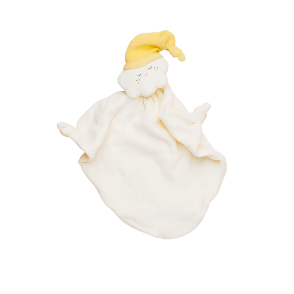 Baby comfort blanket with cartoon character on a white background