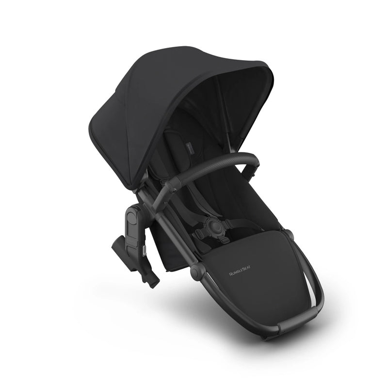 Black baby stroller on a white background