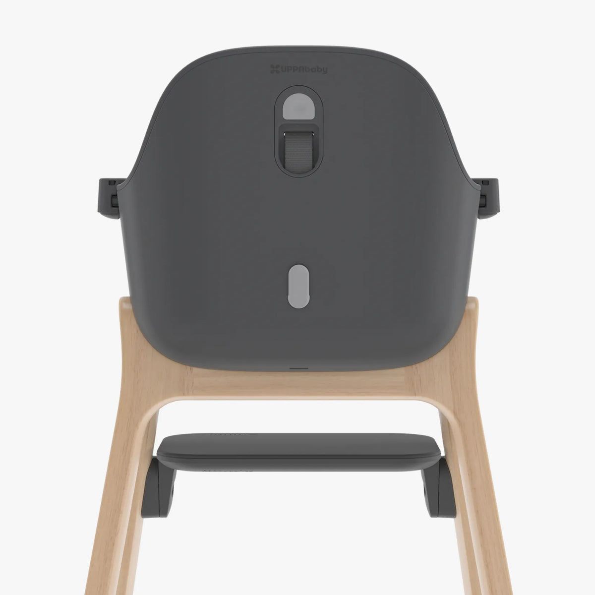 Chair with a dark gray cushion on a white background