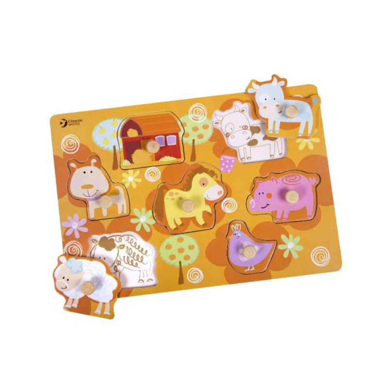Classic World Toys - Wooden Toddler Puzzle | Farm