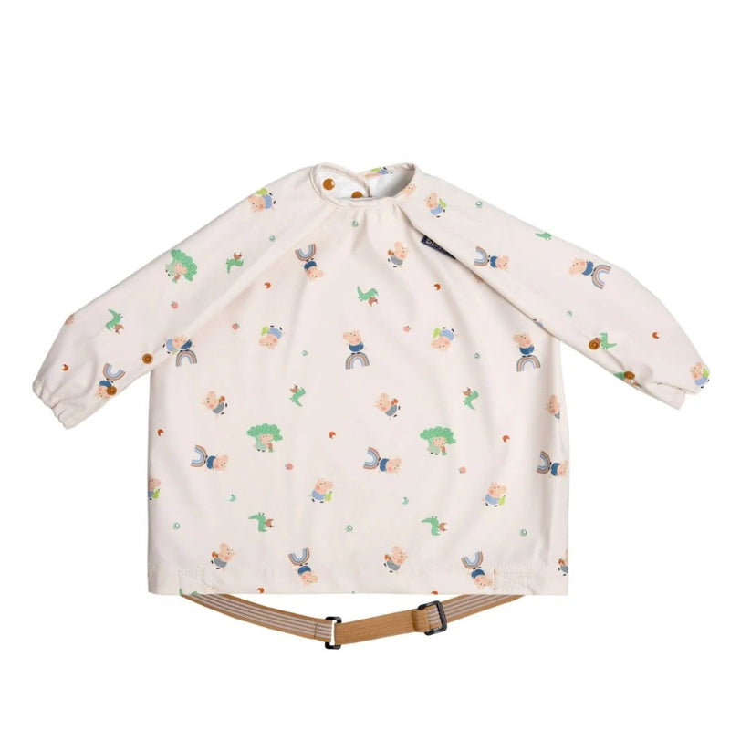 Children's bib with cartoon patterns on a white background