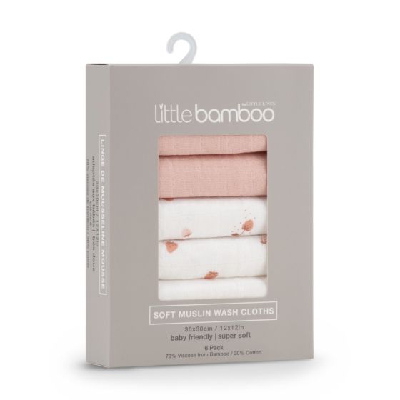 Little Bamboo - Muslin Baby Wash Cloths | Dusty Rose