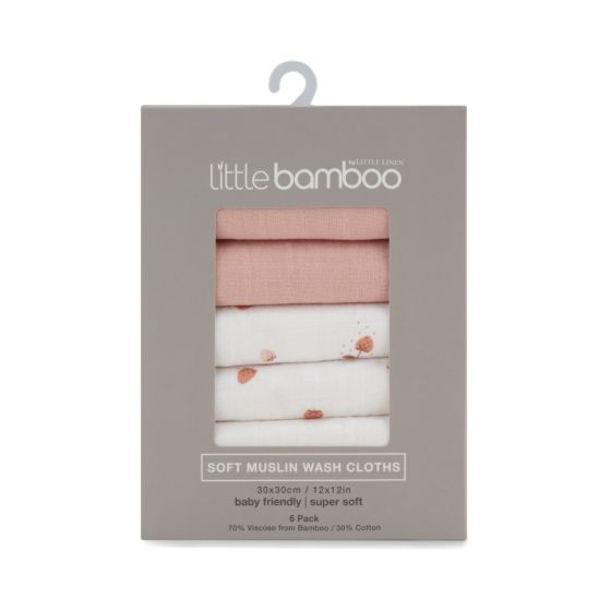 Little Bamboo - Muslin Baby Wash Cloths | Dusty Rose