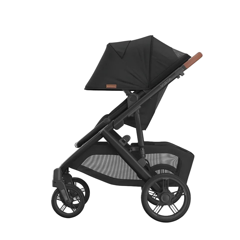 Black stroller on a white background