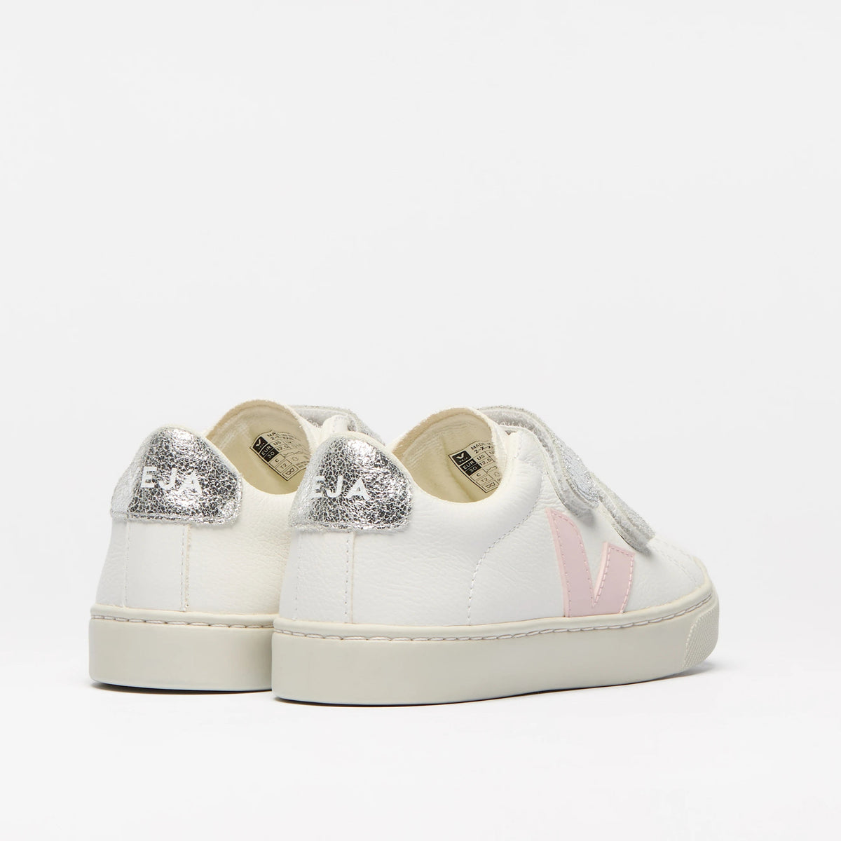 Veja - Esplar Chromefree Leather Shoes | White Petale Silver
